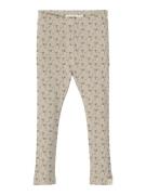 Lil'Atelier Leggings 'NMFGAGO LIL'  beige / mørkegrøn / hvid