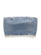 Pull&Bear Overdel  blue denim / hvid