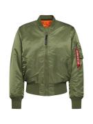 ALPHA INDUSTRIES Overgangsjakke 'MA-1'  khaki / rød / hvid