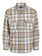 JACK & JONES Skjorte 'FRI'  lysebeige / mørkebeige / sort / hvid