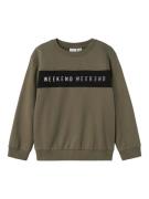 NAME IT Sweatshirt 'NKMVance'  oliven / sort / hvid