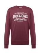 JACK & JONES Sweatshirt 'JJJeans'  vinrød / hvid