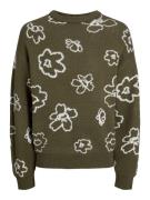 JACK & JONES Pullover 'BLOOM'  oliven / hvid