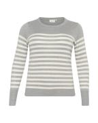 KAFFE CURVE Pullover 'Lizzy'  grå / hvid