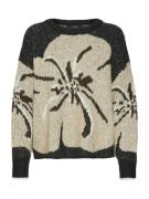 VERO MODA Pullover 'VMMAdison'  lysebrun / sort / uldhvid