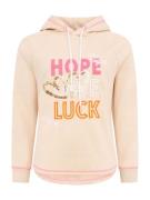 Zwillingsherz Sweatshirt 'Hope Love Luck'  beige / orange / pink / hvi...