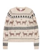 Vero Moda Girl Pullover 'VMDEERS'  ecru / mørkebeige / sort