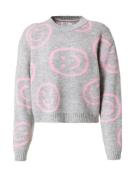 ONLY Pullover 'HAPPIE'  grå-meleret / lys pink