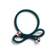 Ia Bon Hair Tie With Gold Bead Dark Green