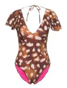 W. Frilly Swimsuit Svea Patterned