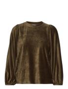Top With Puff Sleeves In Soft Cordu Coster Copenhagen Green