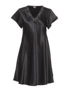 Pure Silk - Nightgown W.lace, Short Lady Avenue Black