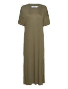 Long T-Shirt Dress Ronneby Leaf Green DEDICATED Khaki