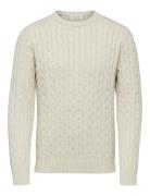 Slhryan Structure Crew Neck W Selected Homme Beige