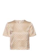 Objsateen Dot Crop Ss Top A Ss Fair 22 Object Beige