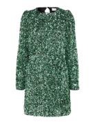Slfcolyn Ls Short Sequins Dress B Selected Femme Green