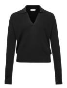 Rib Open Neck Sweater Inclu Calvin Klein Black
