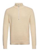 Slhremy Ls Knit All Stu Half Zip W Camp Selected Homme Beige