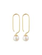 Pearl Drop Earhanger Design Letters Gold