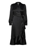 Objsateen Wrap Dress A Fair Object Black