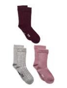 Wool Socks - Rib 3-Pack Minymo Pink