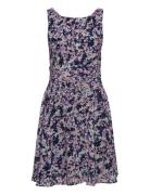 Recycled: Chiffon Dress With A Gathered Waist Esprit Collection Navy