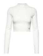 Shiny Rib High Neck Long Sleeve Calvin Klein Jeans White