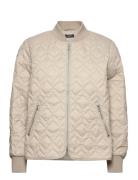 Quilted Jacket With Rib Knit Collar Esprit Collection Beige