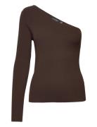 -Shoulder Long-Sleeve Sweater Lauren Ralph Lauren Brown