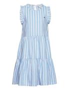 Striped Hemp Ruffle Dress Slvss Tommy Hilfiger Blue