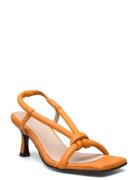 Slfsara Padded Leather High Heel Sandal Selected Femme Orange