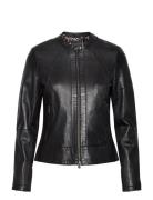 Diora Classic Leather Jacket Jofama Black