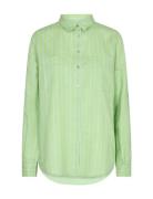 Kaia Stripe Linen Shirt MOS MOSH Green