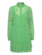 Short Dress With Dot Texture Coster Copenhagen Green