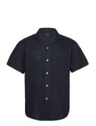 Bowling Cotton Linen Shirt S/S Clean Cut Copenhagen Navy