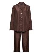 Melinda Viscose/Cotton Jacquard Dot Pajama Set Lexington Home Brown