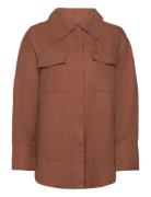 Linen Viscose Shirt Jacket GANT Brown