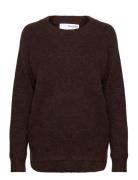 Slflulu Ls Knit O-Neck Noos Selected Femme Brown