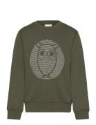 Sweat With Big Owl Print - Gots/Veg Knowledge Cotton Apparel Green