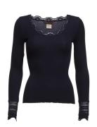 Rwbenita Ls O-Neck Lace T-Shirt Rosemunde Black