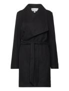 Vicooley Collar Belt Coat Vila Black