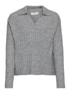 Knitted Polo Neck Sweater Mango Grey