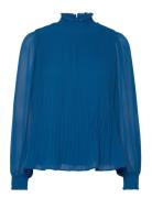 Msmia High Neck Smock Blouse Minus Blue