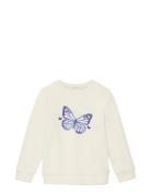 Sweatshirt With Butterfly Print Tom Tailor Cream