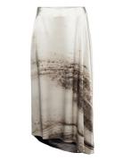 Travertine Print Asymetric Skirt Calvin Klein White