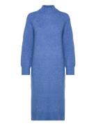 Slfrena Ls High Neck Knit Dress Camp Selected Femme Blue