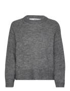 Slfrena Ls Knit O-Neck Camp Selected Femme Grey