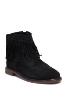Fringed Leather Boots Mango Black