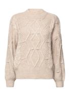 Objkamma Cable Knit Pullover Noos Object Beige