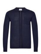 Merino Polo Collar Zip Cardigan Lindbergh Navy